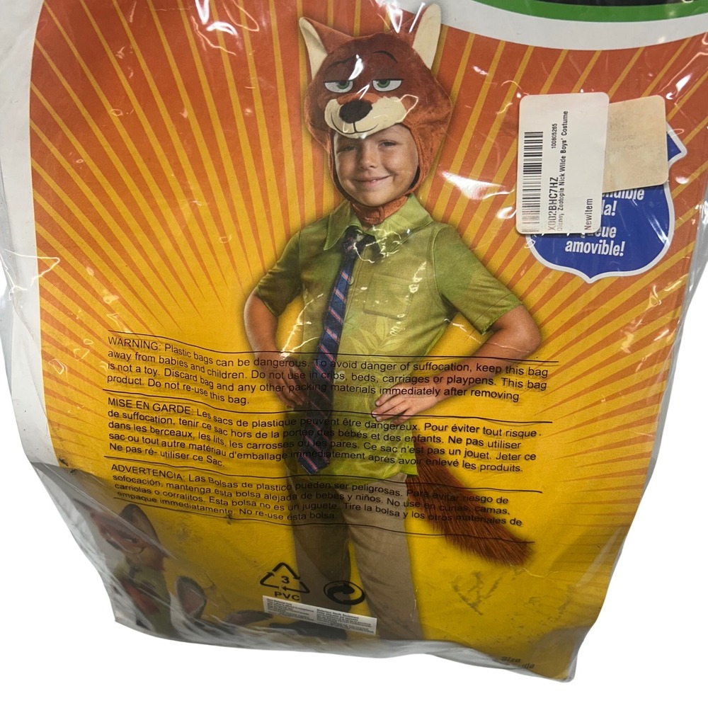 Disney Zootopia Nick Wilde Fox Costume Kids Size 3T-4T Pants Headpiece